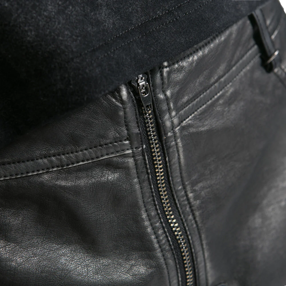 Top Sale Vintage Leather Punk Pants With Awl Nail On Knee - Image 13