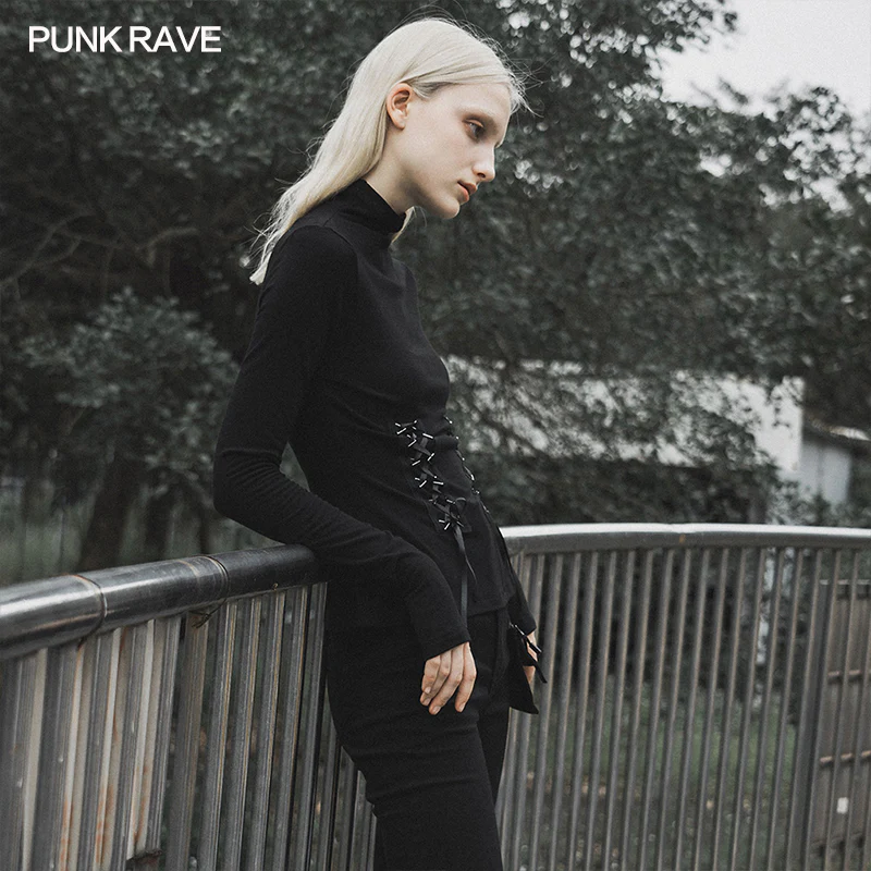 Turtleneck tied with rope knit bottoming shirt - Image 3