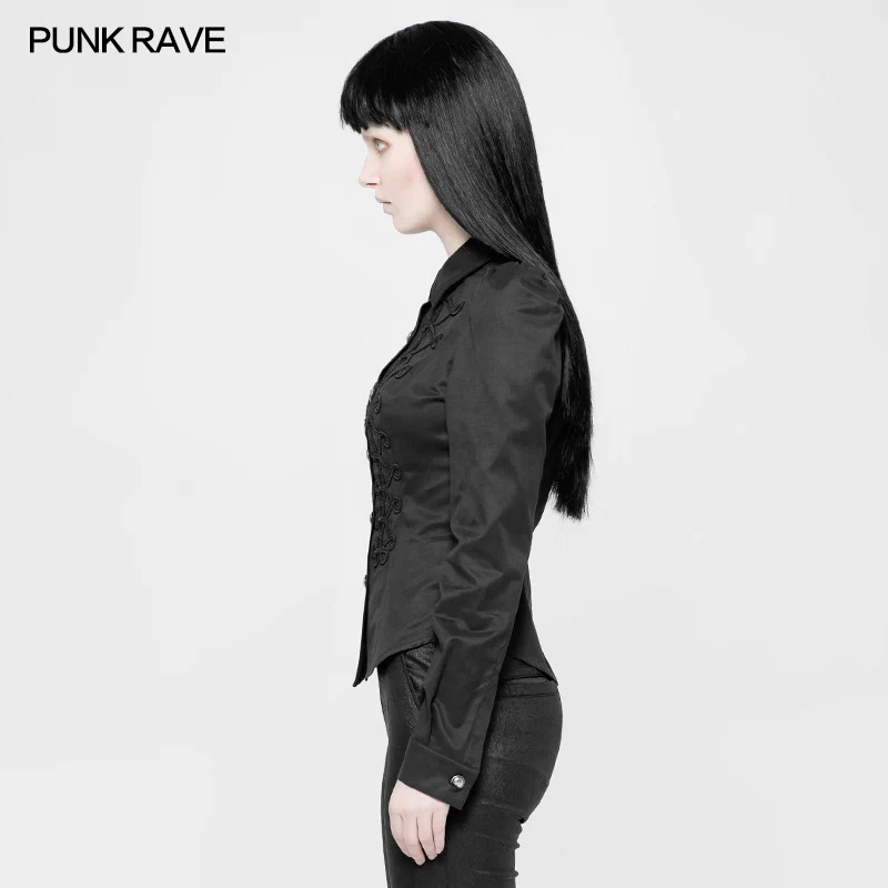 Vintage Military Uniform Punk Shirt For Women - Image 2