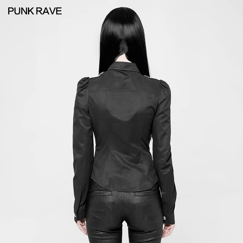 Vintage Military Uniform Punk Shirt For Women - Image 3