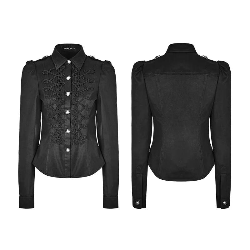 Vintage Military Uniform Punk Shirt For Women - Image 4