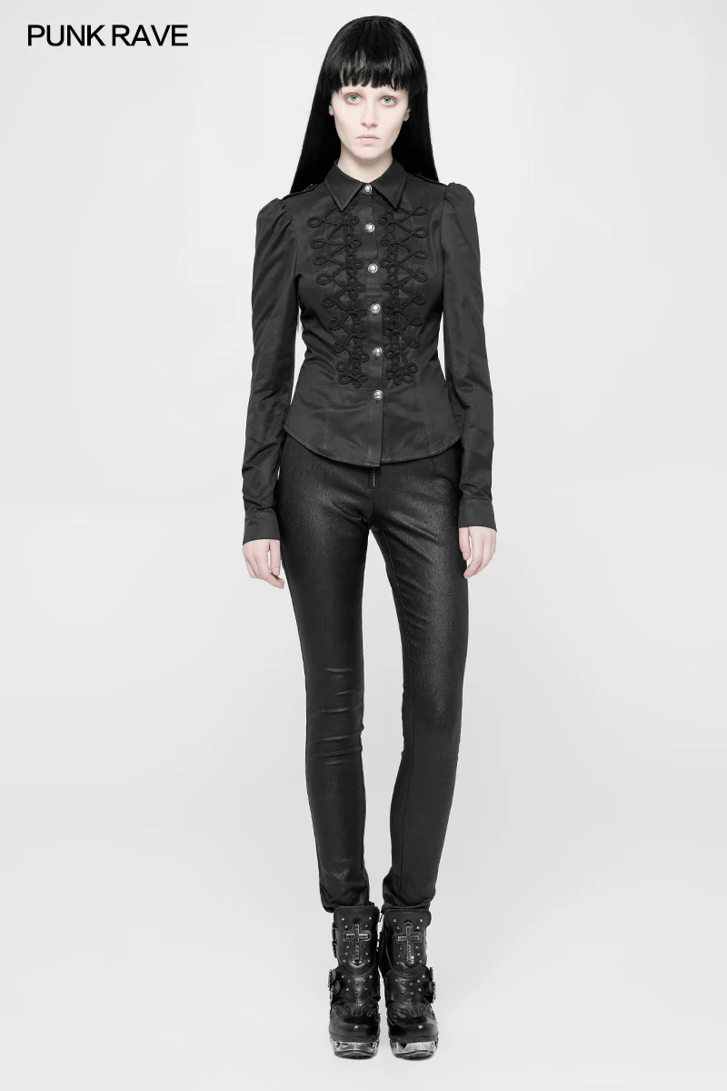 Vintage Military Uniform Punk Shirt For Women - Image 6