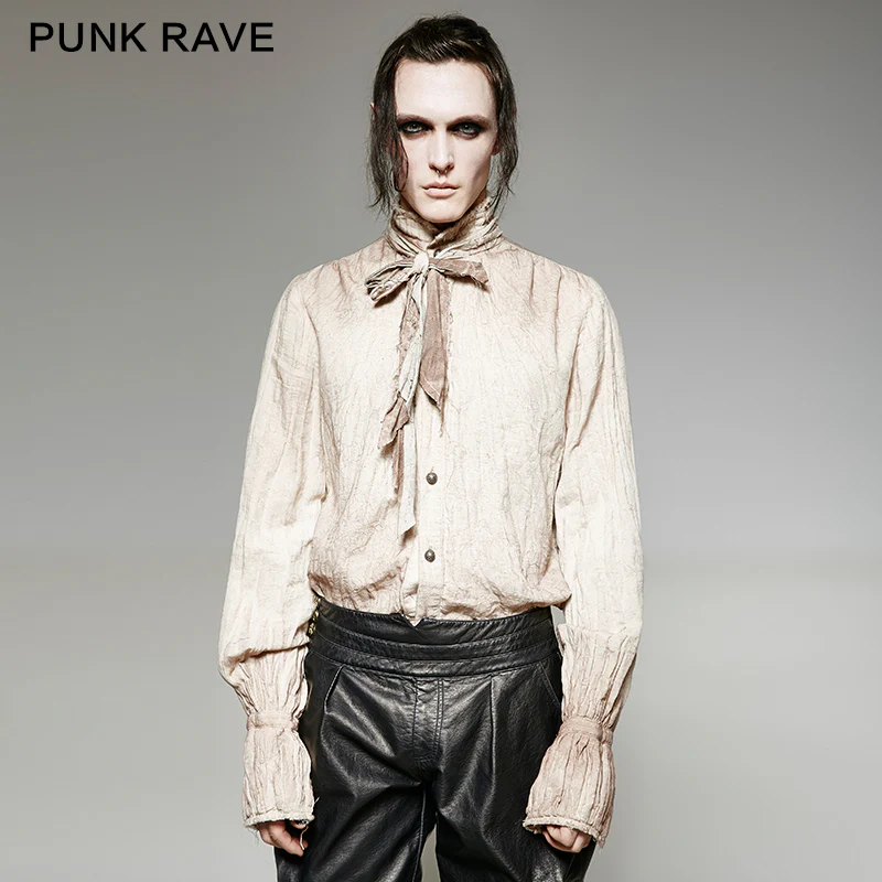 Vintage Painting Punk Shirts With A High Quality Linen Tie - Image 6
