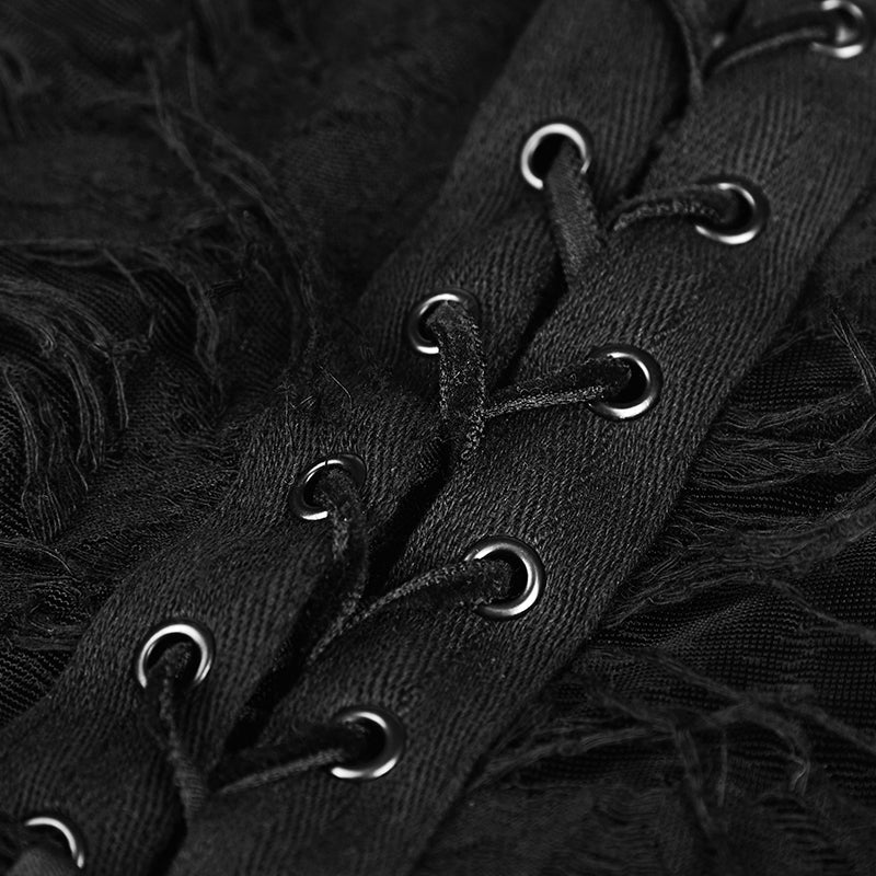 Vintage Rose Lace Mesh Black Long Gothic Dresses With Multi-split Design - Image 5