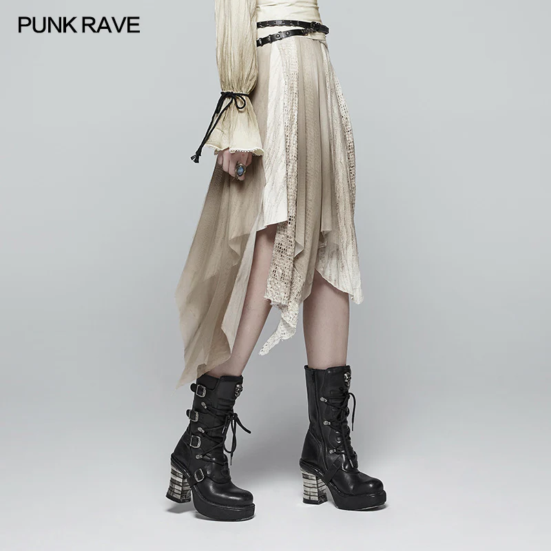 Vintage Steam Punk Asymmetric Lace Half Skirt - Image 8