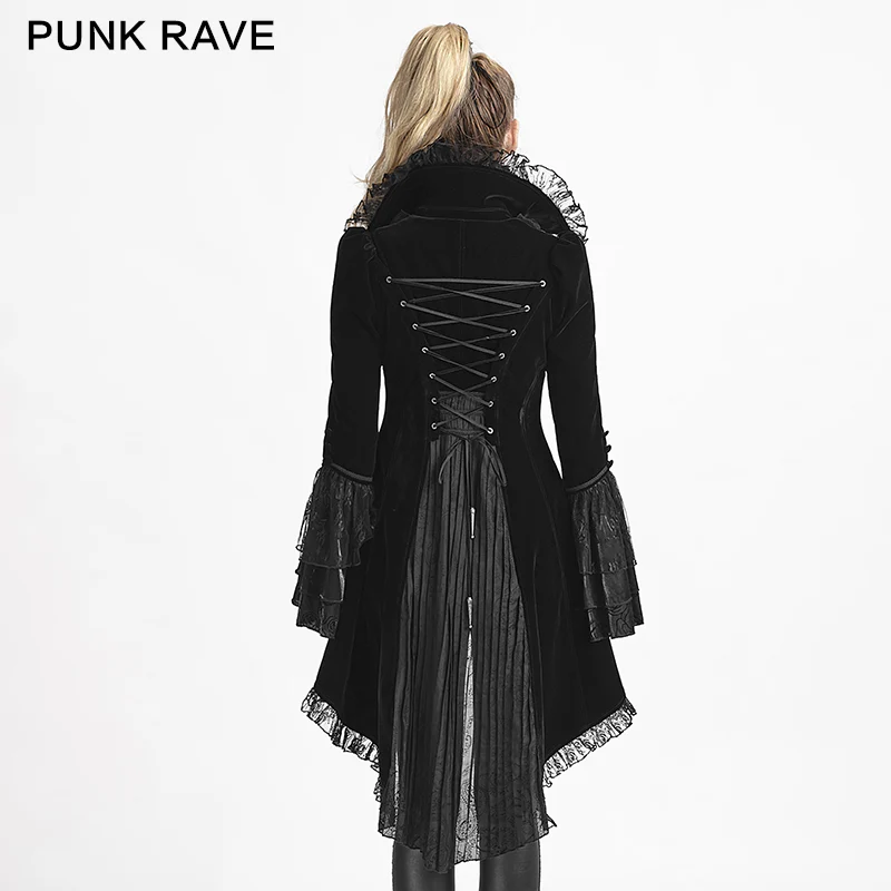 Winter Long Flare Sleeves Gothic Trench Coats With Swallowtail - Image 3