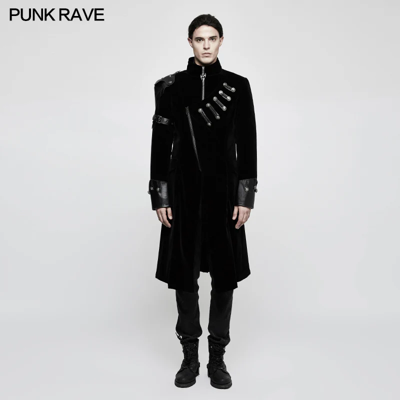 Winter Velvet Medium Length Punk Coat Double Breasted Jacket