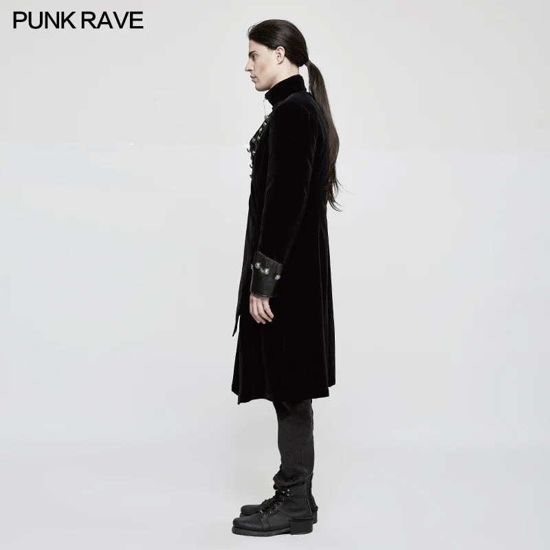 Winter Velvet Medium Length Punk Coat Double Breasted Jacket - Image 2
