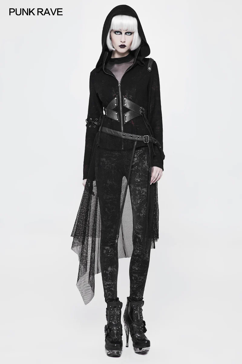 Witch Short Hooded Cardigan Punk Sweater Coat - Image 12
