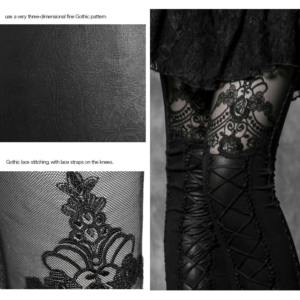Women's Victorian Style Sexy Leather Gothic Leggings With Lace - Image 5